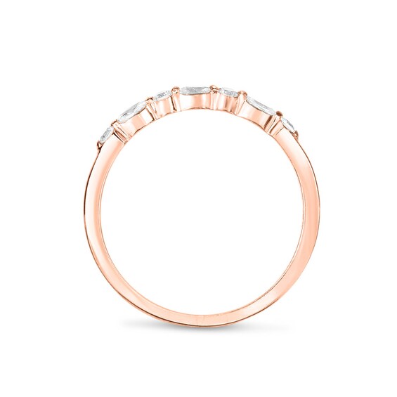 Previously Owned - 1/8 CT. T.w. Marquise and Round Diamond Alternating Anniversary Band in 14K Rose Gold