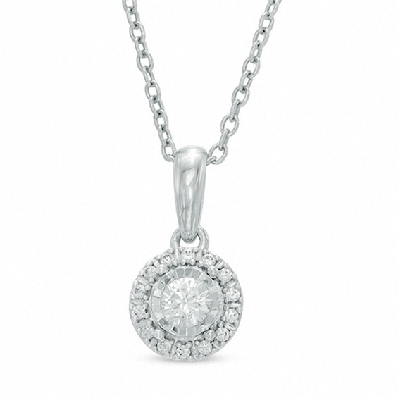 Previously Owned - 1/5 CT. T.w. Diamond Frame Circle Pendant in 10K White Gold