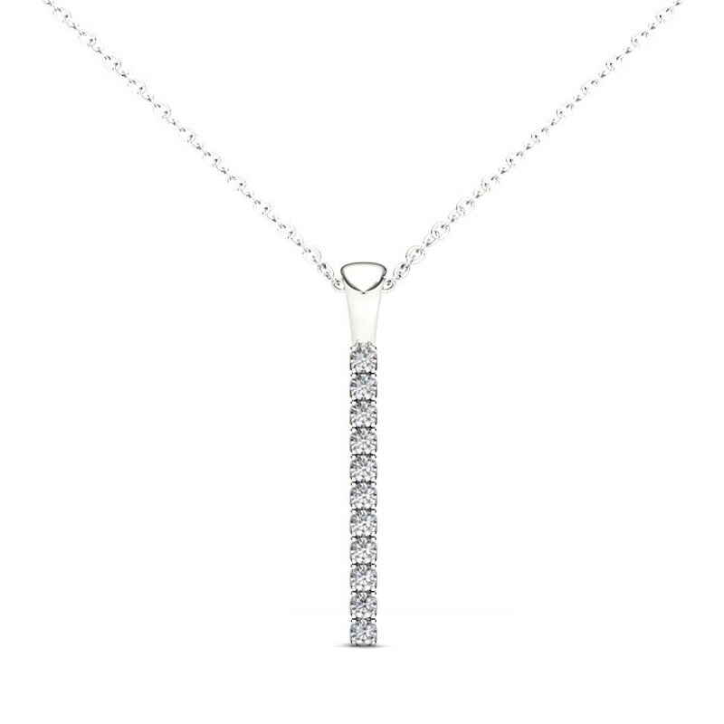 Main Image 1 of Previously Owned - Line of Love™ 1/6 CT. T.W. Diamond Pendant in 10K White Gold