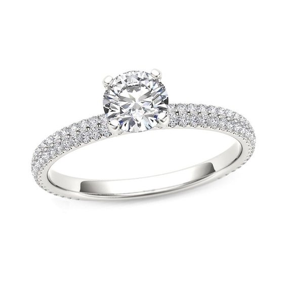 Previously Owned - 3/4 CT. T.w. Diamond Double Row Engagement Ring in 14K White Gold