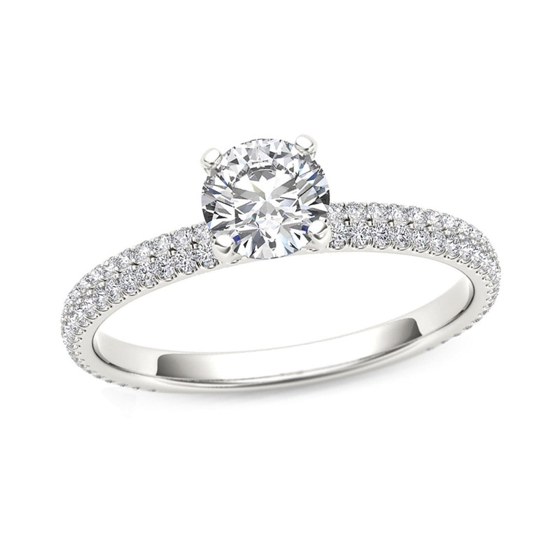 Main Image 1 of Previously Owned - 3/4 CT. T.W. Diamond Double Row Engagement Ring in 14K White Gold