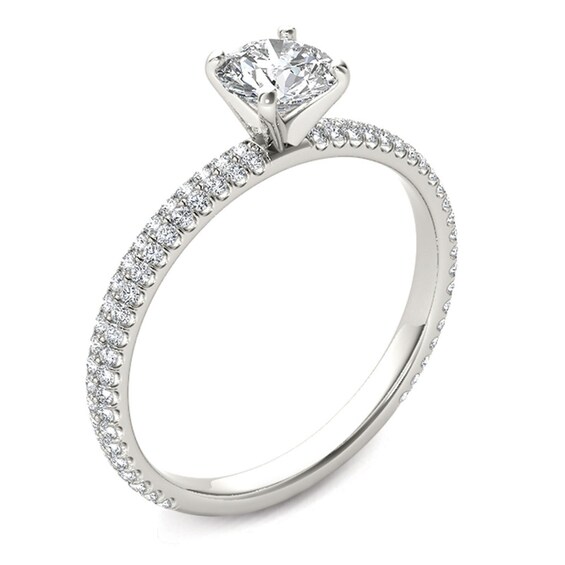 Previously Owned - 3/4 CT. T.w. Diamond Double Row Engagement Ring in 14K White Gold