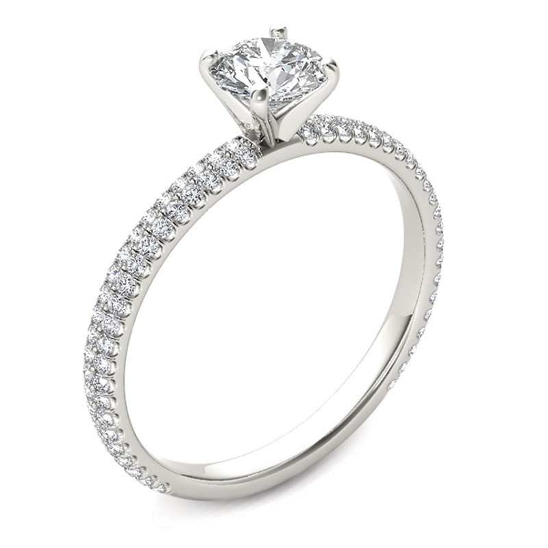 Main Image 2 of Previously Owned - 3/4 CT. T.W. Diamond Double Row Engagement Ring in 14K White Gold