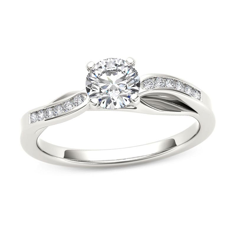 Main Image 1 of Previously Owned - 3/8 CT. T.W. Diamond Wave Engagement Ring in 14K White Gold