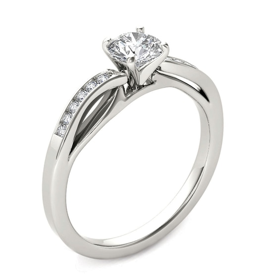 Previously Owned - 3/8 CT. T.w. Diamond Wave Engagement Ring in 14K White Gold