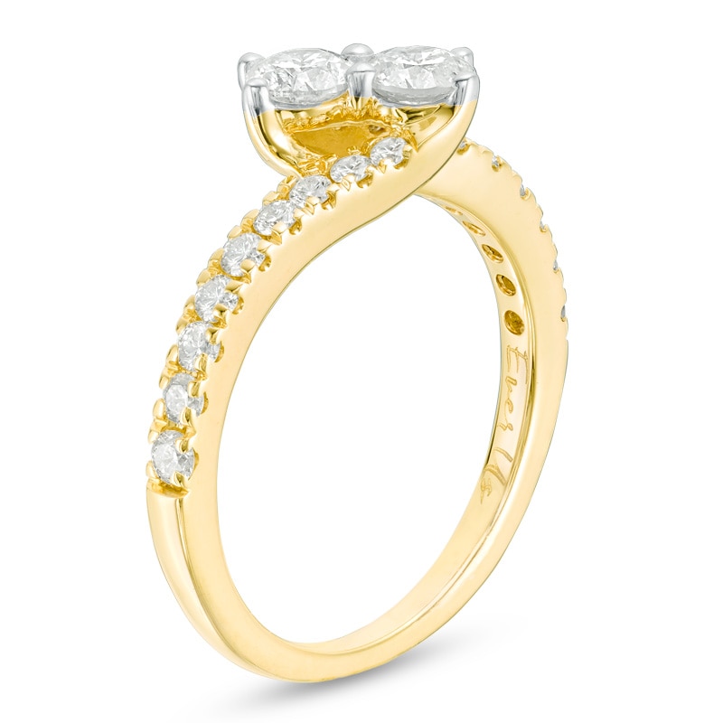 Main Image 2 of Previously Owned - Ever Us® 1 CT. T.W. Two-Stone Diamond Bypass Ring in 14K Gold
