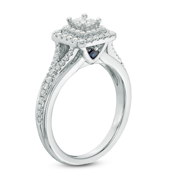 Previously Owned - Vera Wang Love Collection 5/8 CT. T.w. Princess-Cut Diamond Frame Engagement Ring in 14K White Gold