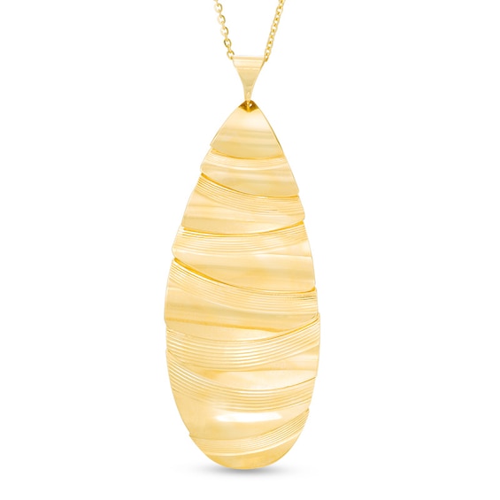 Previously Owned - Made in Italy Oval Diamond-Cut Layered Wrap Pendant in 14K Gold