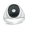 Thumbnail Image 1 of Previously Owned - Oval Onyx  and 1/10 CT. Diamond Signet Ring in Sterling Silver