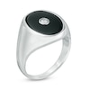 Thumbnail Image 2 of Previously Owned - Oval Onyx  and 1/10 CT. Diamond Signet Ring in Sterling Silver