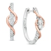 Thumbnail Image 0 of Previously Owned - Ever Us® 1/2 CT. T.W. Two-Stone Diamond Linear Swirl Earrings in 14K Two-Tone Gold