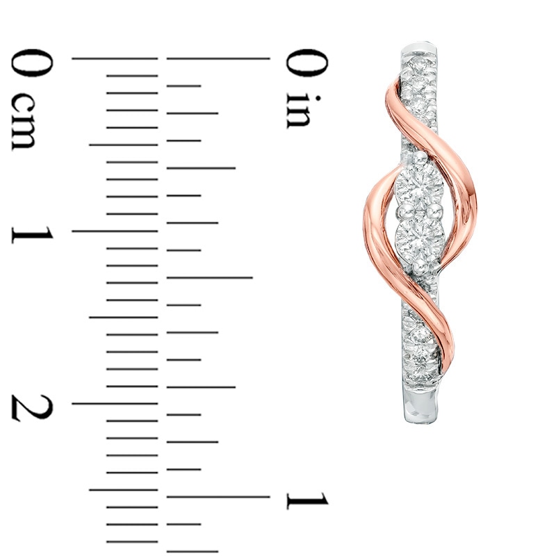 Previously Owned - Ever Us® 1/2 CT. T.W. Two-Stone Diamond Linear Swirl Earrings in 14K Two-Tone Gold