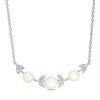 Thumbnail Image 1 of Previously Owned-5.0-7.0mm Freshwater Cultured Pearl and Lab-Created White Sapphire Vine Necklace in Sterling Silver