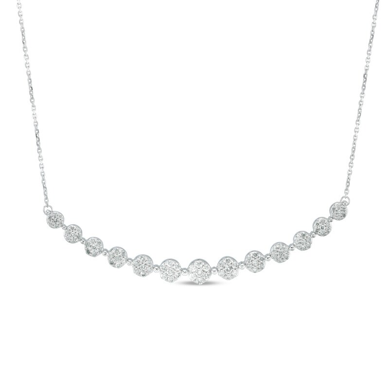 Main Image 1 of Previously Owned - 1 CT. T.W. Multi-Diamond Flower Necklace in 10K White Gold