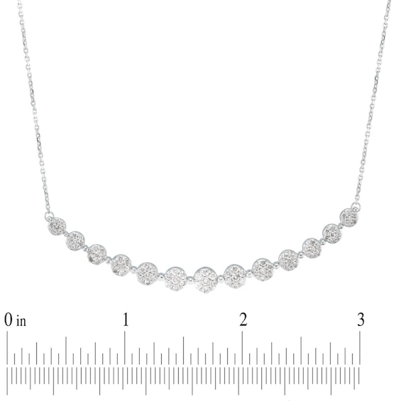 Previously Owned - 1 CT. T.w. Multi-Diamond Flower Necklace in 10K White Gold