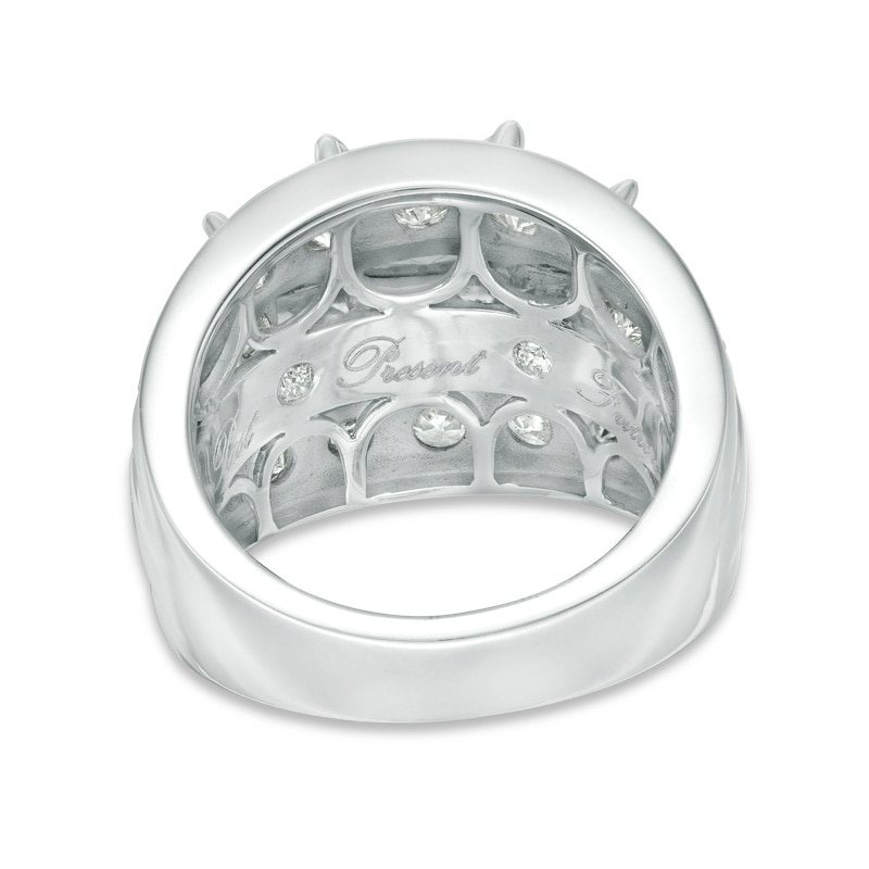 Main Image 3 of Previously Owned - 4 CT. T.W. Princess-Cut Diamond Past Present Future® Multi-Row Engagement Ring in 14K White Gold