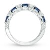 Thumbnail Image 3 of Previously Owned - Vera Wang Love Collection Blue Sapphire and 3/8 CT. T.W. Diamond Alternating Band in 14K White Gold