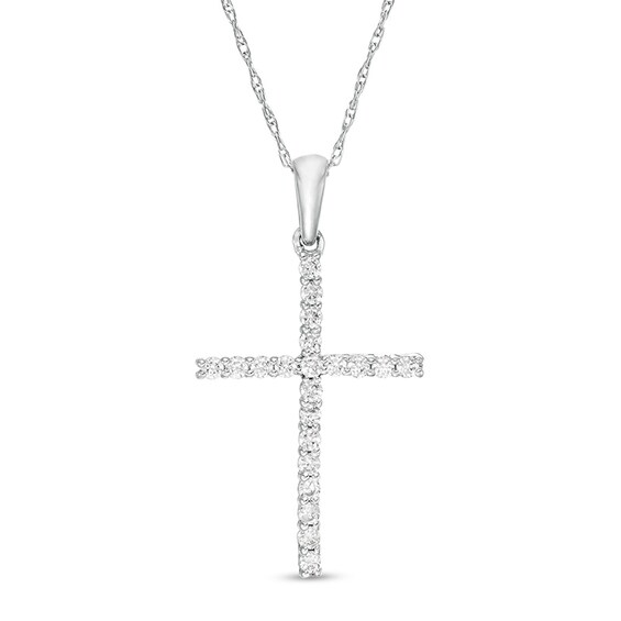 Previously Owned - 1/6 CT. T.w. Diamond Cross Pendant in 10K White Gold