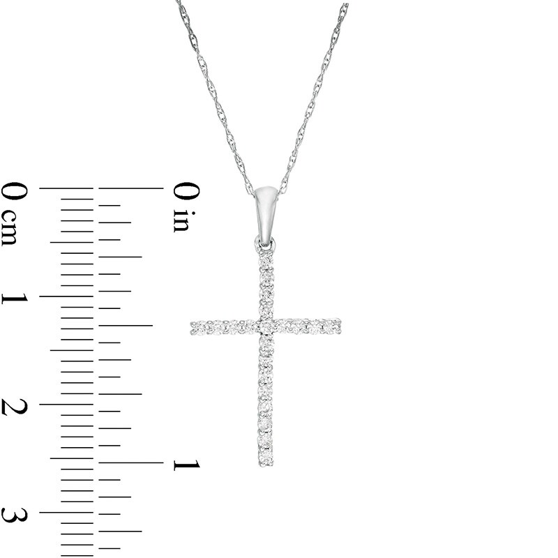 Main Image 2 of Previously Owned - 1/6 CT. T.W. Diamond Cross Pendant in 10K White Gold