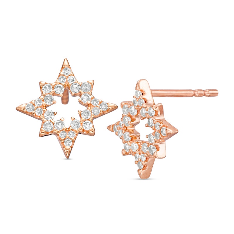 Previously Owned - 1/4 CT. T.W. Diamond Open Star Stud Earrings in 10K Rose Gold
