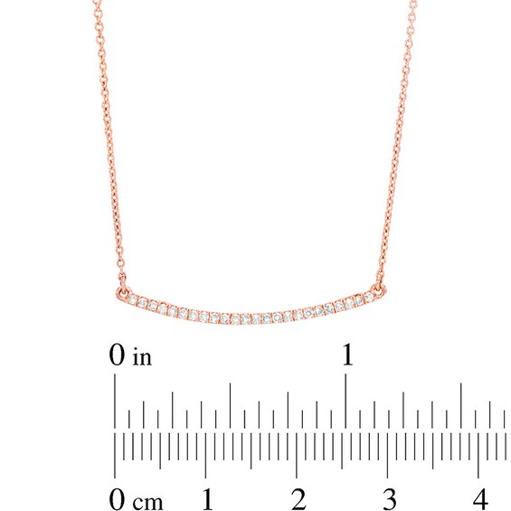 Previously Owned - 1/8 CT. T.w. Diamond Curved Bar Necklace in 10K Rose Gold