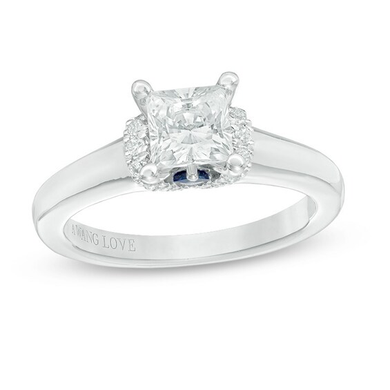 Previously Owned - Vera Wang Love Collection 1 CT. T.w. Princess-Cut Diamond Solitaire Ring in 14K White Gold