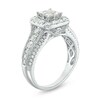 Thumbnail Image 1 of Previously Owned - 1-1/3 CT. T.W. Quad Princess-Cut Diamond Frame Vintage-Style Engagement Ring in 14K White Gold