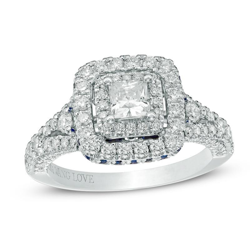 Main Image 1 of Previously Owned - Vera Wang Love Collection 1-1/3 CT. T.W. Princess-Cut Diamond Engagement Ring in 14K White Gold