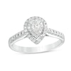 Thumbnail Image 1 of Previously Owned - 1/2 CT. T.W. Pear-Shaped Diamond Double Frame Tiered Engagement Ring in 14K White Gold