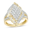 Thumbnail Image 1 of Previously Owned - 1 CT. T.W. Marquise-Shaped Multi-Diamond Flame Ring in 10K Gold