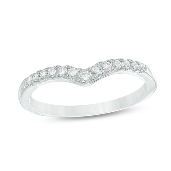 Previously Owned - 1/5 CT. T.w. Diamond Contour Wedding Band in 10K White Gold