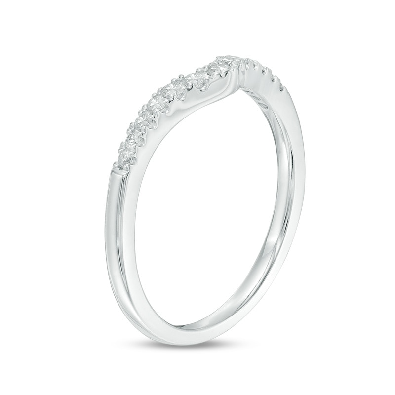 Main Image 2 of Previously Owned - 1/5 CT. T.W. Diamond Contour Wedding Band in 10K White Gold