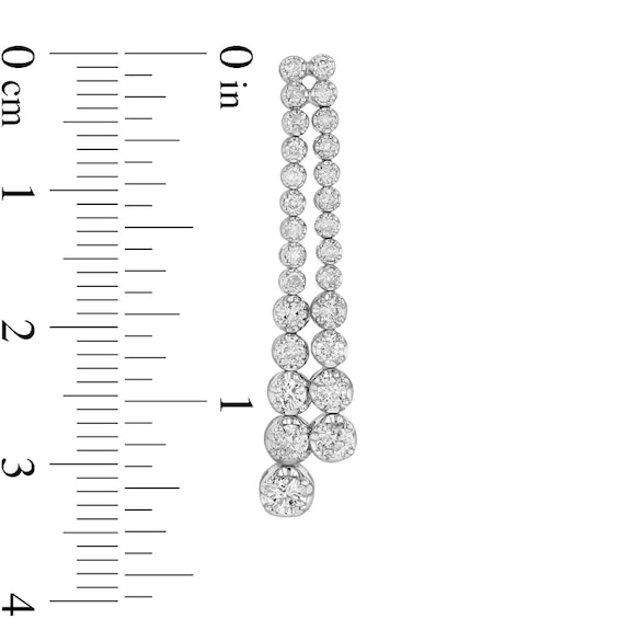 Previously Owned - 1 CT. T.w. Diamond Two Row Drop Earrings in 14K White Gold (I/I1)