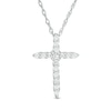 Thumbnail Image 1 of Previously Owned - 1/8 CT. T.W. Diamond Cross Pendant in 14K White Gold