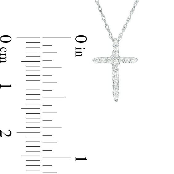 Previously Owned - 1/8 CT. T.w. Diamond Cross Pendant in 14K White Gold