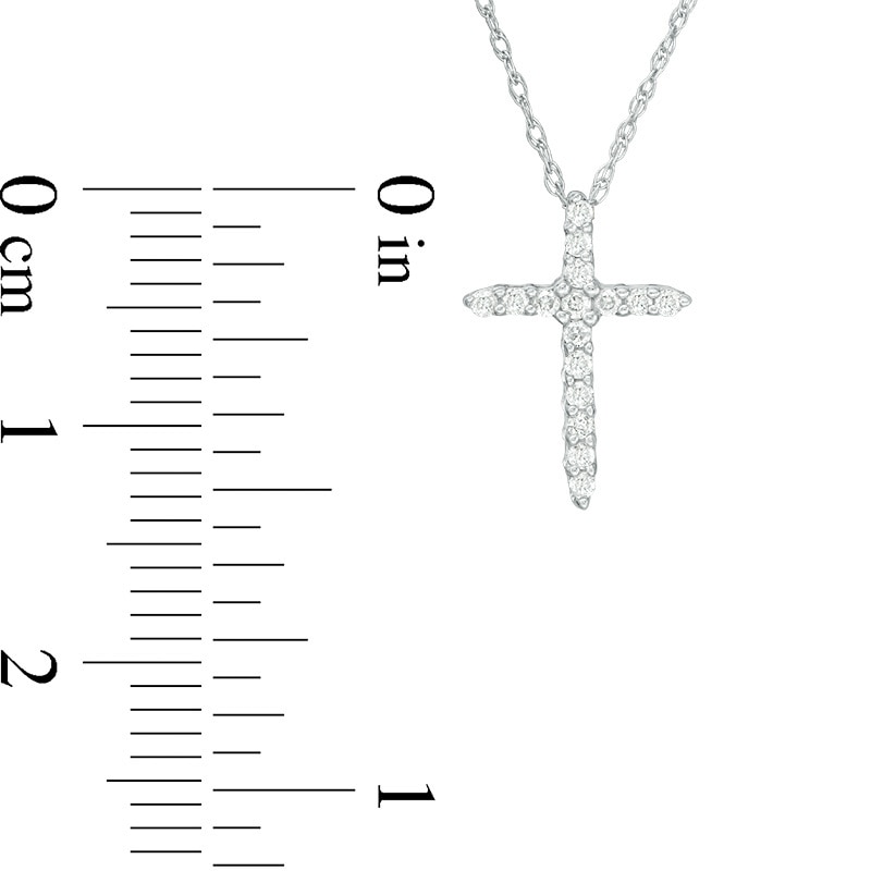 Main Image 2 of Previously Owned - 1/8 CT. T.W. Diamond Cross Pendant in 14K White Gold