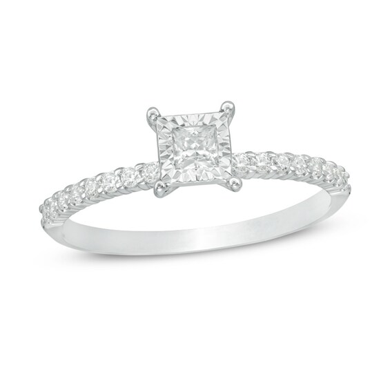 Previously Owned - 1/3 CT. T.w. Princess-Cut Diamond Engagement Ring in 14K White Gold