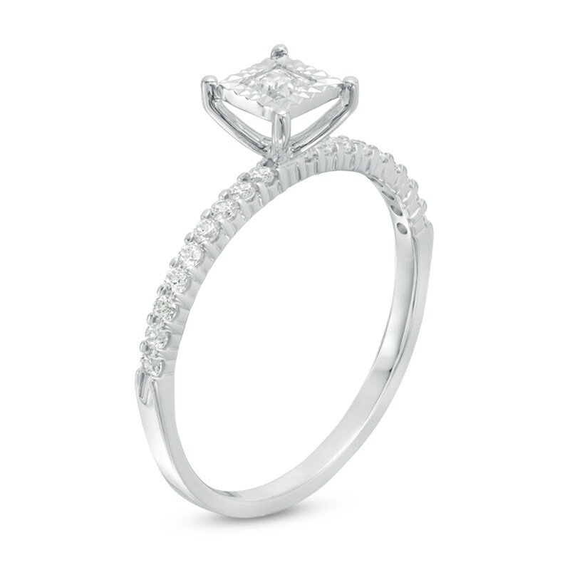 Main Image 2 of Previously Owned - 1/3 CT. T.W. Princess-Cut Diamond Engagement Ring in 14K White Gold