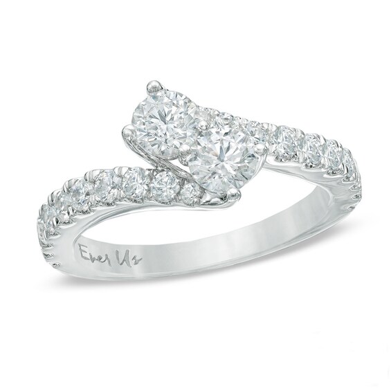 Previously Owned - Ever UsÂ® 1/2 CT. T.w. Two-Stone Diamond Bypass Ring in 14K White Gold