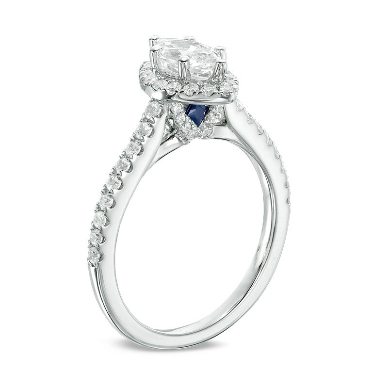 Main Image 2 of Previously Owned - Vera Wang Love Collection 1 CT. T.W. Marquise Diamond Frame Engagement Ring in 14K White Gold