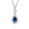 Thumbnail Image 1 of Previously Owned - Vera Wang Love Collection Blue Sapphire and 1/6 CT. T.W. Diamond Pendant in 14K White Gold - 19"