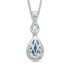 Thumbnail Image 2 of Previously Owned - Vera Wang Love Collection Blue Sapphire and 1/6 CT. T.W. Diamond Pendant in 14K White Gold - 19"