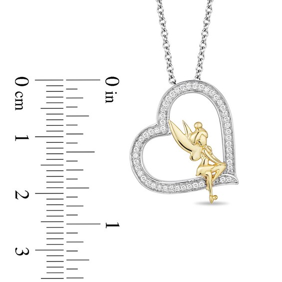 Previously Owned - Enchanted Disney Tinker Bell 1/5 CT. T.w. Diamond Heart Pendant in Sterling Silver and 10K Gold