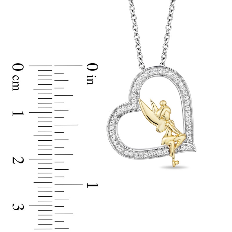 Main Image 3 of Previously Owned - Enchanted Disney Tinker Bell 1/5 CT. T.W. Diamond Heart Pendant in Sterling Silver and 10K Gold