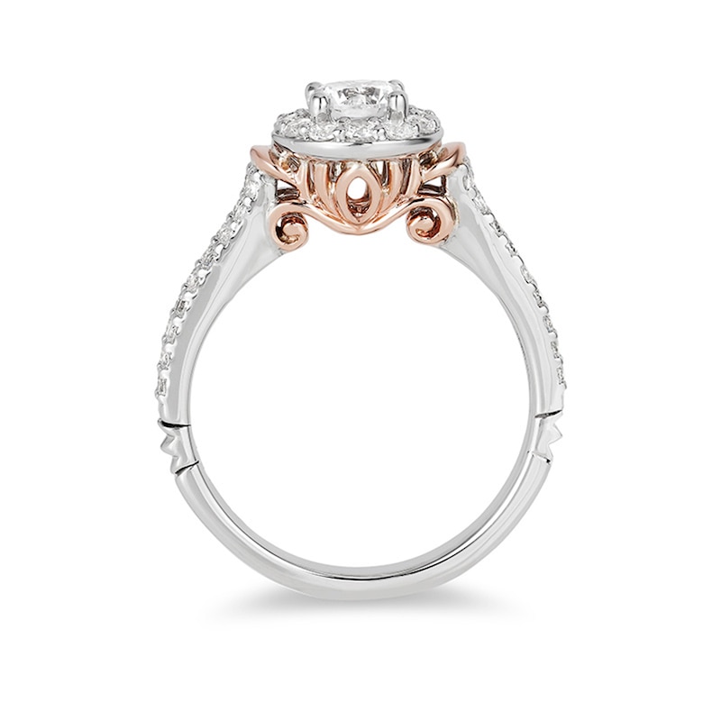 Main Image 2 of Previously Owned - Enchanted Disney Cinderella 1 CT. T.W. Diamond Frame Collar Engagement Ring in 14K Two-Tone Gold