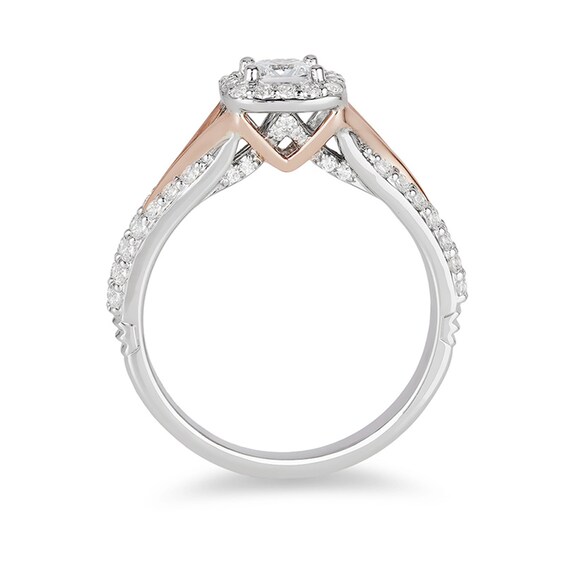 Previously Owned - Enchanted Disney Aurora 3/4 CT. T.w. Princess-Cut Diamond Engagement Ring in 14K Two-Tone Gold
