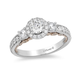 Previously Owned - Enchanted Disney Jasmine 1 CT. T.W. Diamond Three Stone Engagement Ring in 14K White Gold