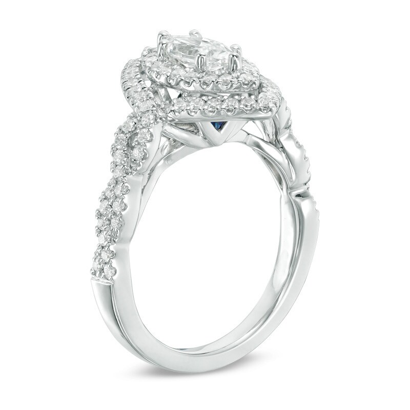 Main Image 2 of Previously Owned - Vera Wang Love Collection 1-1/3 CT. T.W. Marquise Diamond Twist Engagement Ring in 14K White Gold