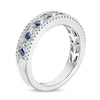Thumbnail Image 2 of Previously Owned - Vera Wang Love Collection Princess-Cut Blue Sapphire and 1/5 CT. T.W. Diamond Band in 14K White Gold