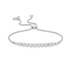 Thumbnail Image 1 of Previously Owned - 1/2 CT. T.W. Diamond Flower Cluster Bar Bolo Bracelet in 10K White Gold - 9.0"